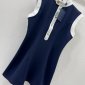 Replica Louis Vuitton Color contrast stand collar sleeveless dress