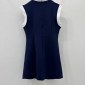 Replica Louis Vuitton Color contrast stand collar sleeveless dress