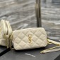 Replica YSL Diamond-quilted double zipper clutch bag