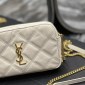 Replica YSL Diamond-quilted double zipper clutch bag