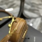 Replica YSL Imported cowhide camera bag with Caramel  gold button