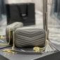 Replica YSL Imported cowhide camera bag with grey gold button