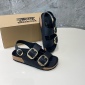 Replica Birkenstock Leather sandals with large gold buttons