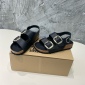 Replica Birkenstock Leather sandals with large gold buttons