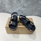 Replica Birkenstock Leather sandals with large gold buttons