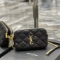 Replica YSL BECKY diamond-quilted double zipper clutch bag