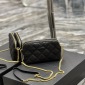 Replica YSL BECKY diamond-quilted double zipper clutch bag