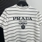 Replica Prada Logo inlaid striped sweater short sleeve