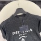 Replica Prada Embroidered logo crew-neck knitted short-sleeved T-shirt