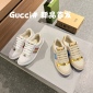 Replica GUCCI double G button Screener distressed sneakers