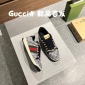 Replica GUCCI double G button Screener distressed sneakers