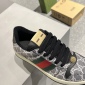 Replica GUCCI double G button Screener distressed sneakers