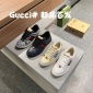 Replica GUCCI double G button Screener distressed sneakers