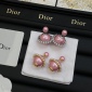 Replica DIOR Tribales Earrings Gold-Finish Metal With White And Cadmium Pink Resin Pearls