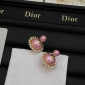 Replica DIOR Tribales Earrings Gold-Finish Metal With White And Cadmium Pink Resin Pearls