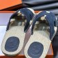 Replica Hermes Antigua Tan Blue Sandals - Newness Bharain