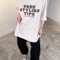 Replica Balenciaga STYLING HOTLINE spliced large M embroidered short sleeve T-shirt