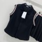 Replica Thom Browne Womens Summer New Sleeveless Vest High-waisted Pleated Skirt Set