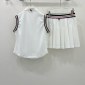 Replica Thom Browne Womens Summer New Sleeveless Vest High-waisted Pleated Skirt Set