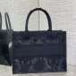 Replica DIOR Medium Dior Book Tote Black Toile De Jouy Soleil Macramé Embroidery