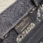 Replica DIOR Medium Dior Book Tote Black Toile De Jouy Soleil Macramé Embroidery