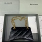 Replica Balenciaga oil wax black gold buckle hourglass chain bag