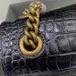 Replica Balenciaga Alligator black and gold buckle hourglass chain bag