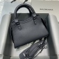 Replica Balenciaga Lychee pattern black gold buckle motorcycle bag