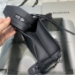 Replica Balenciaga Lychee pattern black gold buckle motorcycle bag