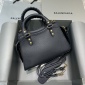 Replica Balenciaga Lychee pattern black gold buckle motorcycle bag