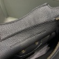 Replica Balenciaga Lychee pattern black gold buckle motorcycle bag