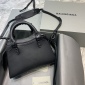 Replica Balenciaga Plain black gold buckle motorcycle bag