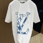 Replica Louis Vuitton - Short-sleeved Cotton Crewneck White Lait. Size XL