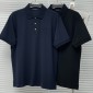 Replica Louis Vuitton Letter embroidered cotton lapel short-sleeved polo shirt