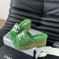 Replica Chanel plush platform slippers