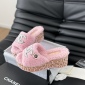 Replica Chanel plush platform slippers