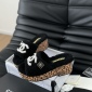 Replica Chanel plush platform slippers