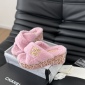 Replica Chanel plush platform slippers