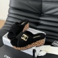 Replica Chanel plush platform slippers