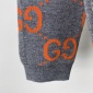 Replica GG wool jacquard cardigan in grey and orange | GUCCI® LU