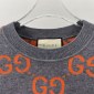 Replica GG wool jacquard cardigan in grey and orange | GUCCI® LU