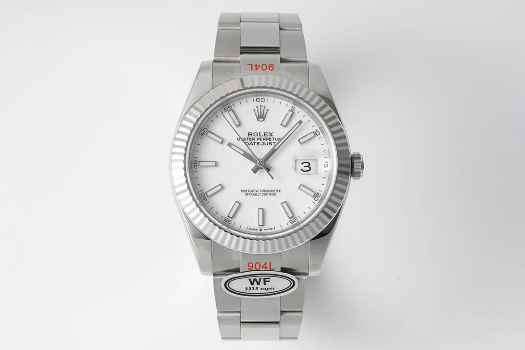 Super Clone Rolex Datejust 41mm Stainless Steel Watch with White Dial and Oyster Bracelet