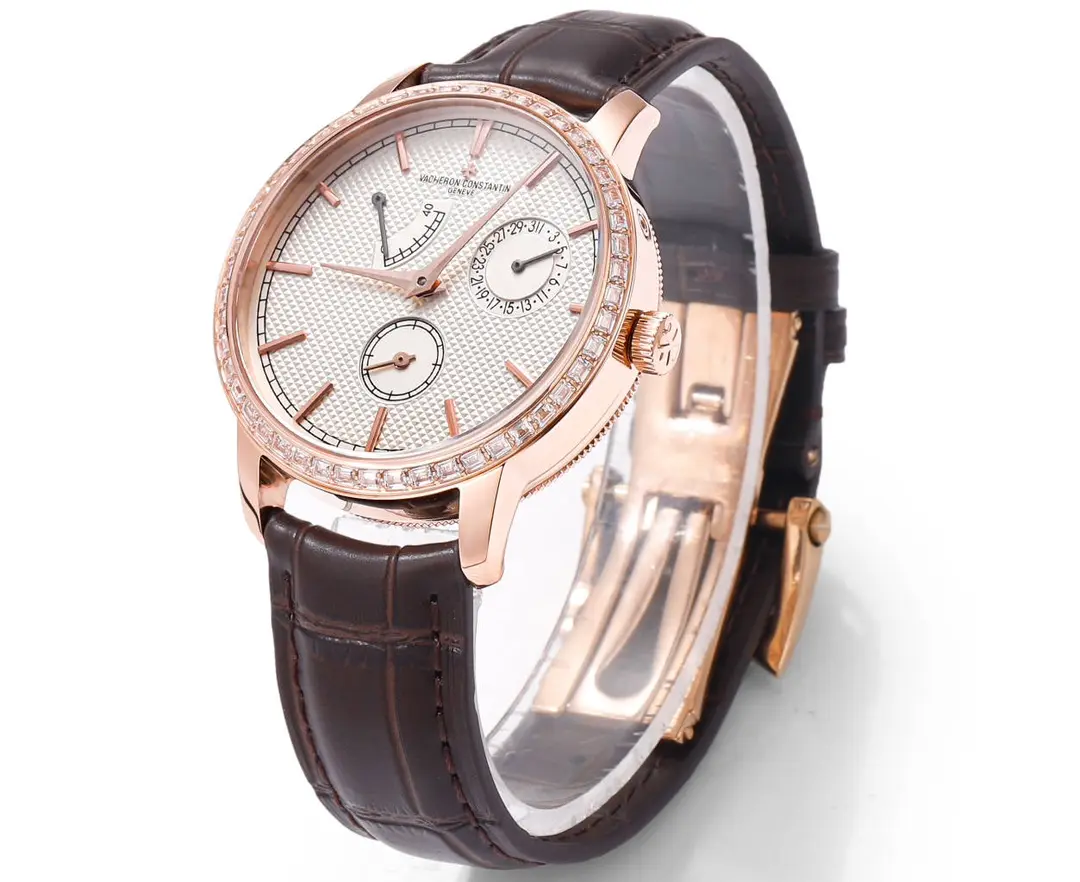 Vacheron Constantin Traditionnelle 83520/000R-9909 Rose Gold Mechanical Watch with Brown Leather Strap   Multi Function with Power Reserve  Date  and Small Seconds - Image 7