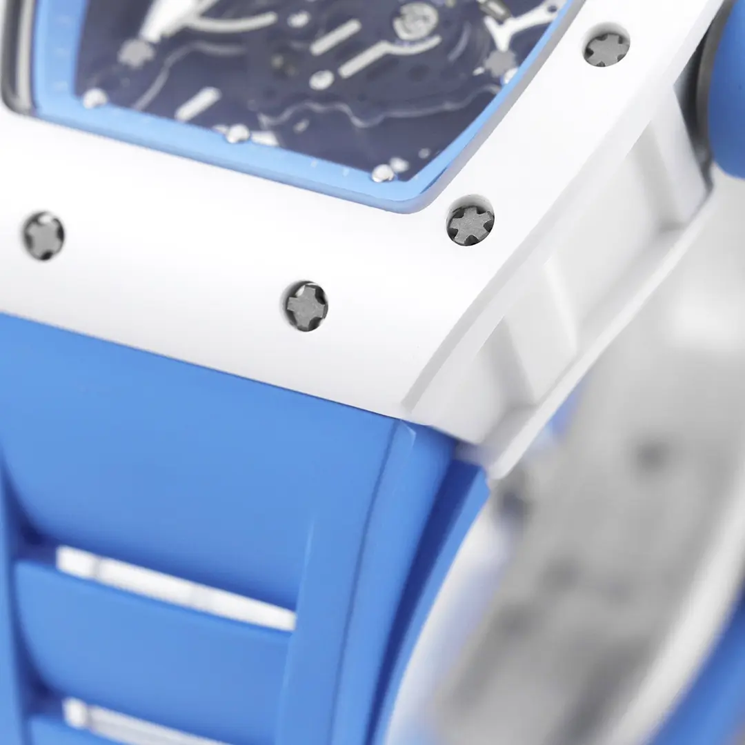 Richard Mille V5版 RM055 白陶 ブルーストラップ腕時計 - 画像 (7)