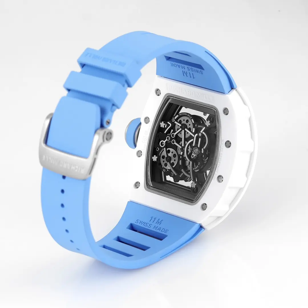 Richard Mille V5版 RM055 白陶 ブルーストラップ腕時計 - 画像 (8)