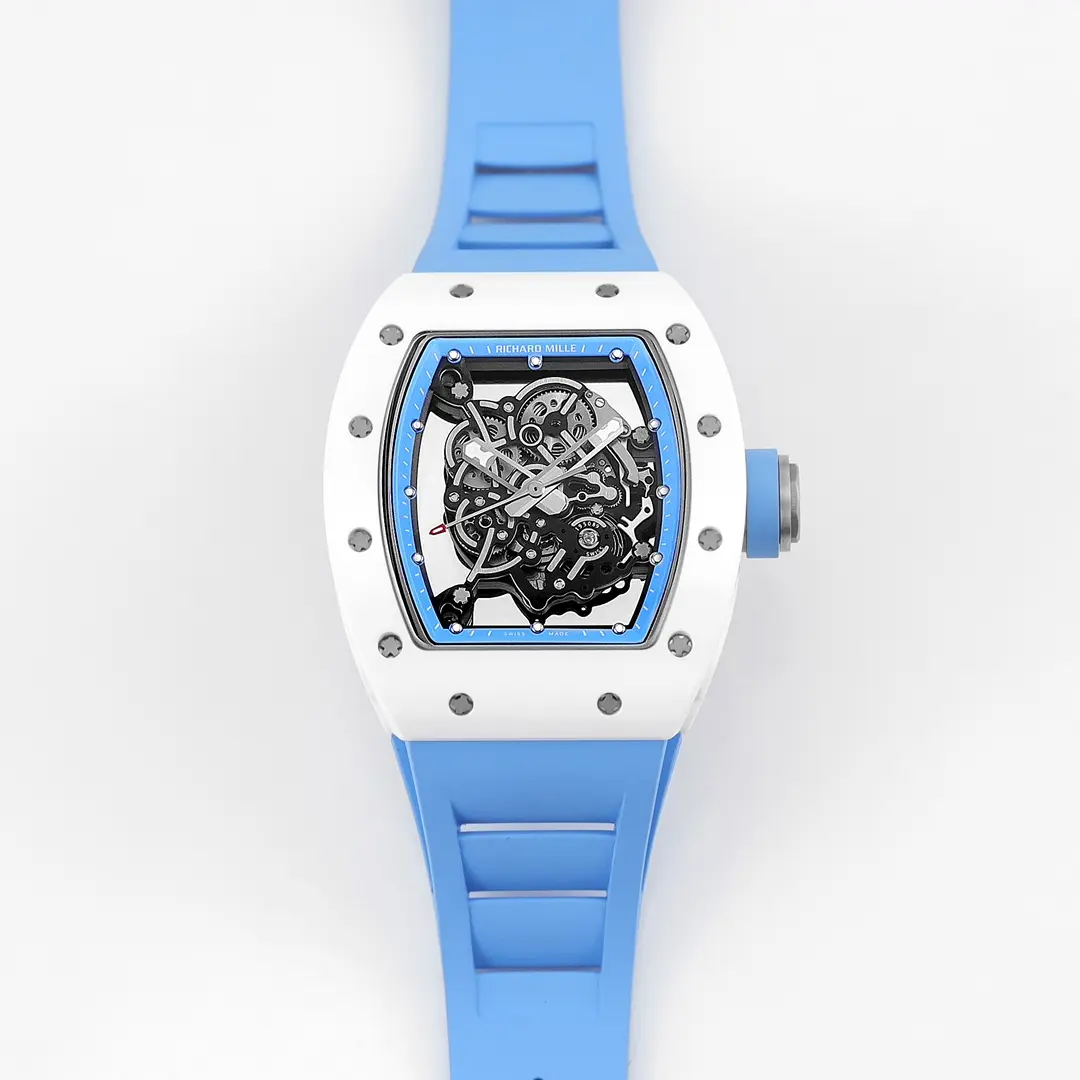 Richard Mille V5版 RM055 白陶 ブルーストラップ腕時計 - 画像 (3)