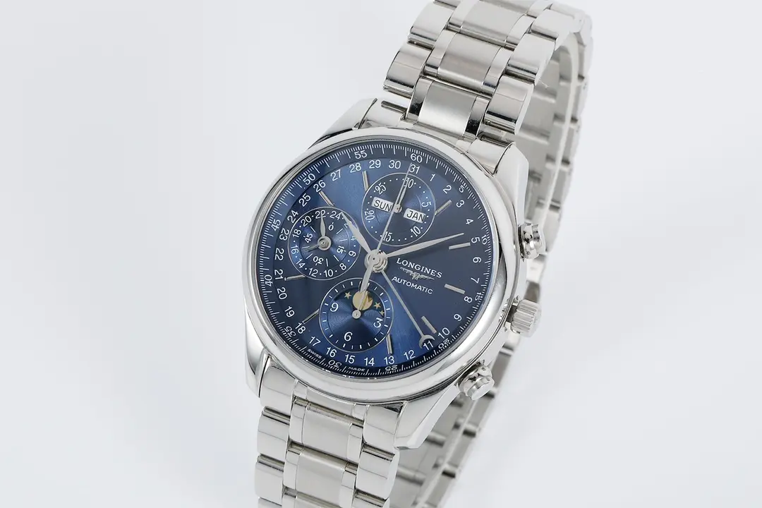 Longines Master Collection Moonphase Eight Hand V4 Edition Silver Stainless Steel with Blue Dial - Image 4
