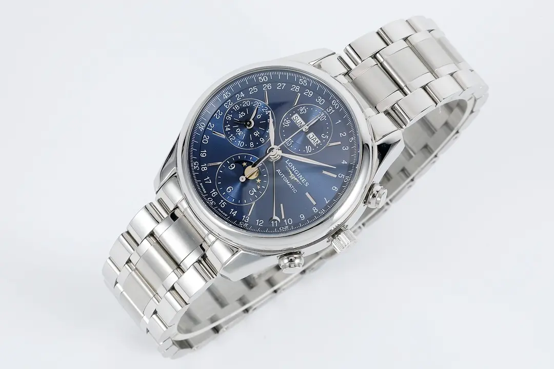 Longines Master Collection Moonphase Eight Hand V4 Edition Silver Stainless Steel with Blue Dial - Image 5