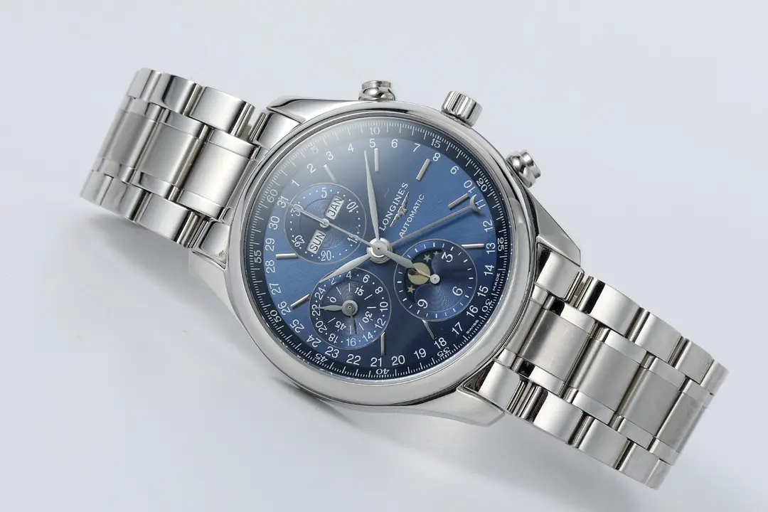 Longines Master Collection Moonphase Eight Hand V4 Edition Silver Stainless Steel with Blue Dial - Image 6