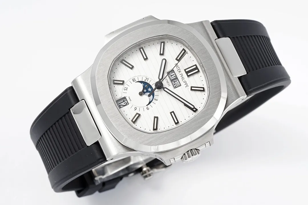 Patek Philippe Nautilus Blue Rubber Strap Watch - Image 7
